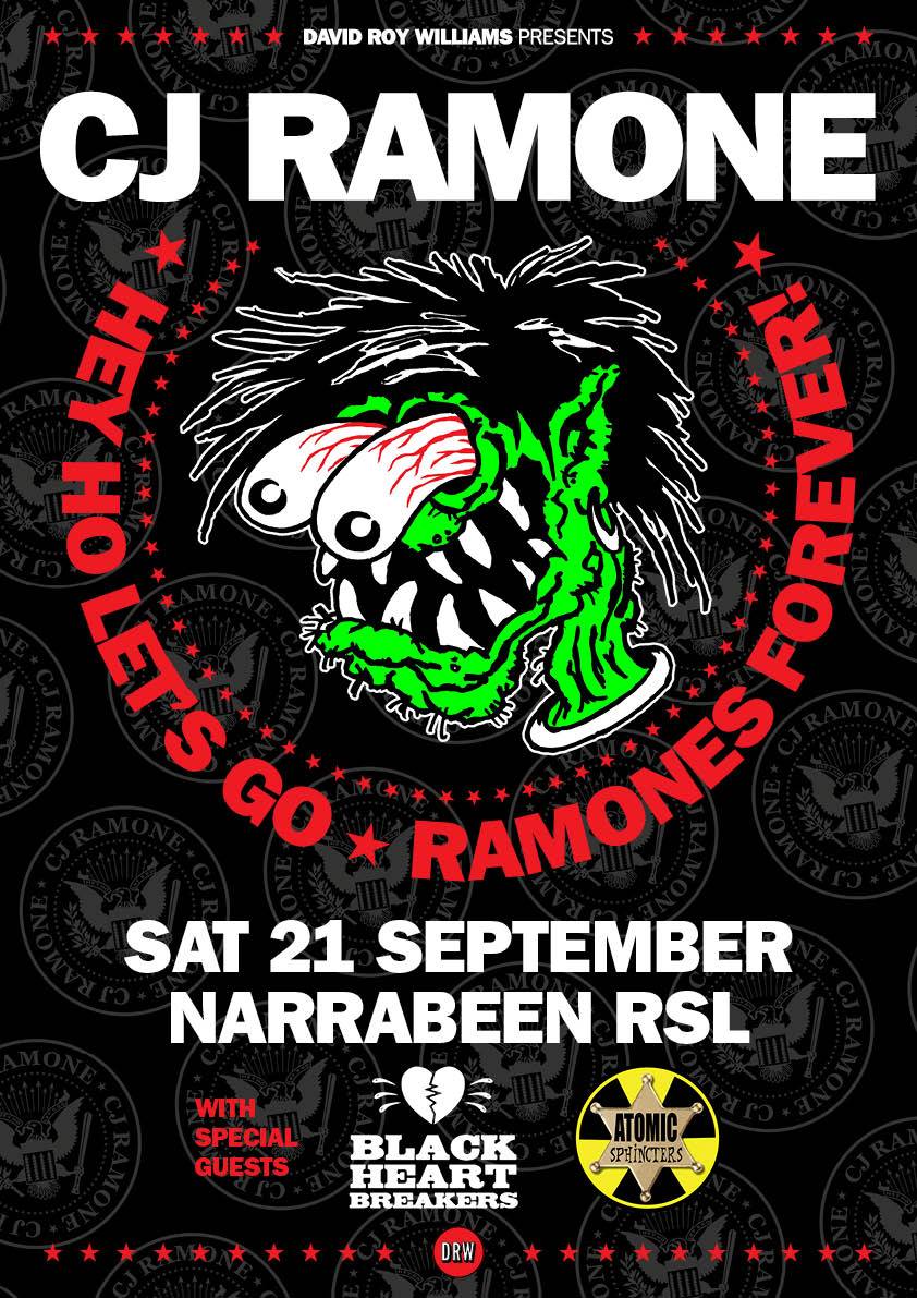 Atomic Sphincters and CJ Ramone Gig Poster - Narrabeen RSL - 21 September 2019
