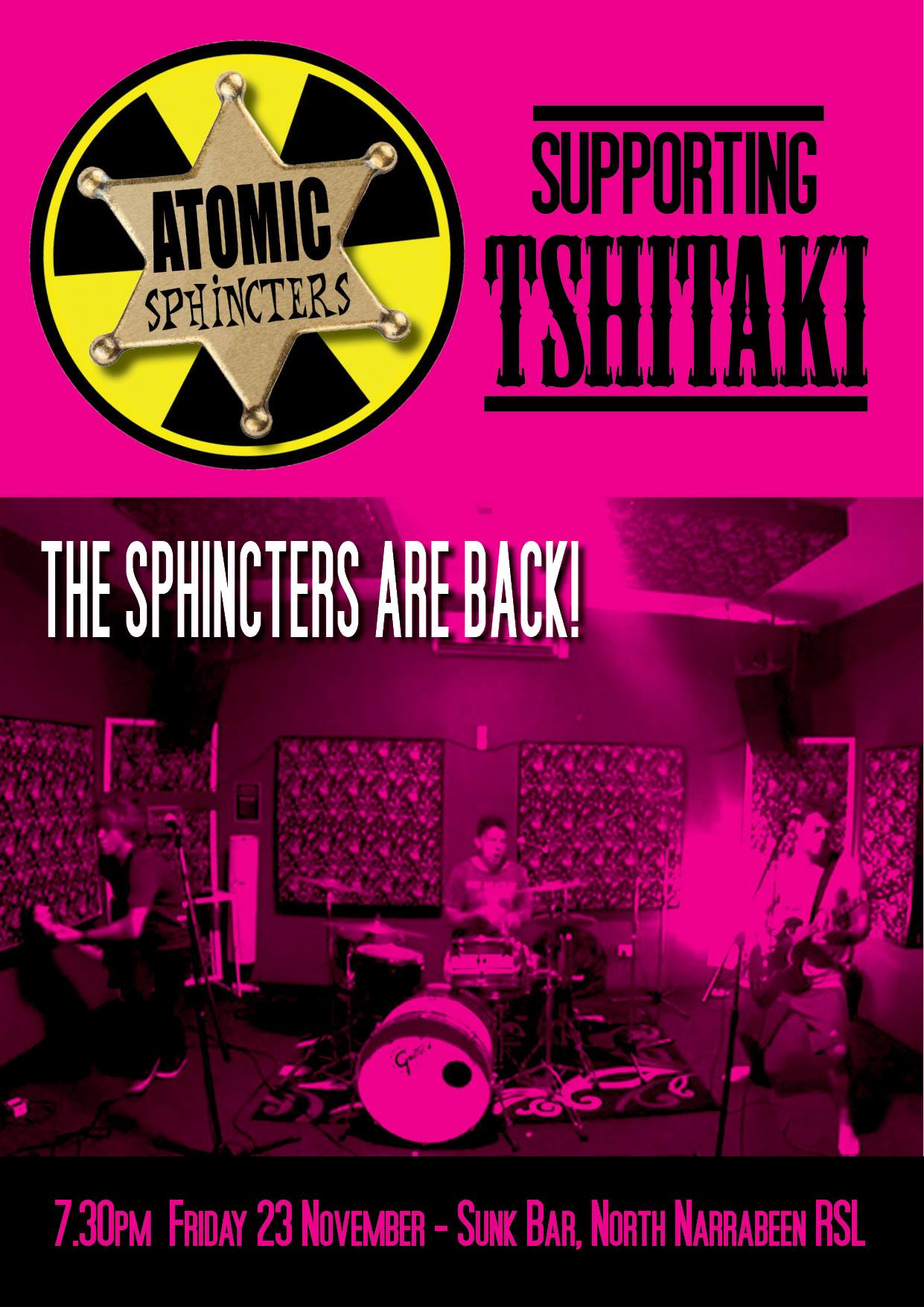 Atomic Sphincters Gig Poster - Sunk Bar - 23 November 2018